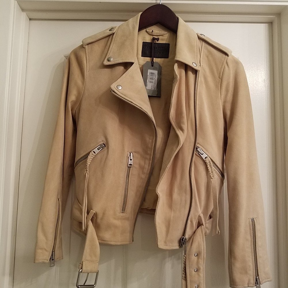 NWT All Saints Balfern leather biker jacket US 4 - Picture 10 of 16